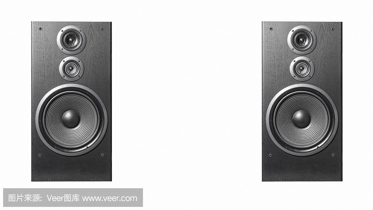 近距離播放高保真黑色揚聲器。專業音響設備
